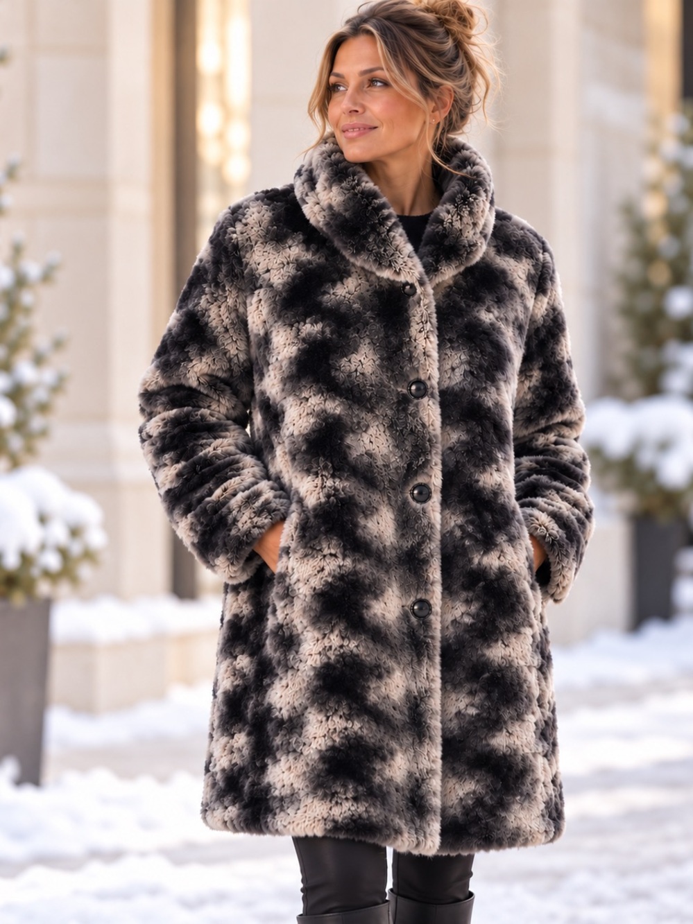 Reversible Plush Fur-Look & Water-Repellent Winter Coat